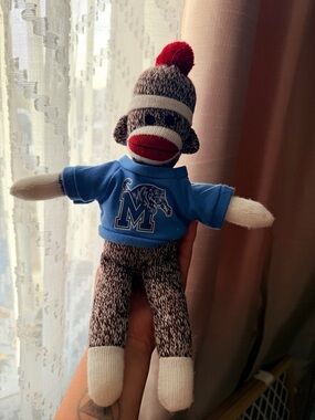 Penningtons Blue and Red Sock Monkey Plush